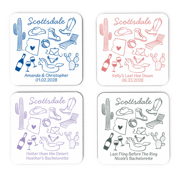 Custom Wedding Coasters, Girls Trip, Scottsdale Bachelorette Coasters