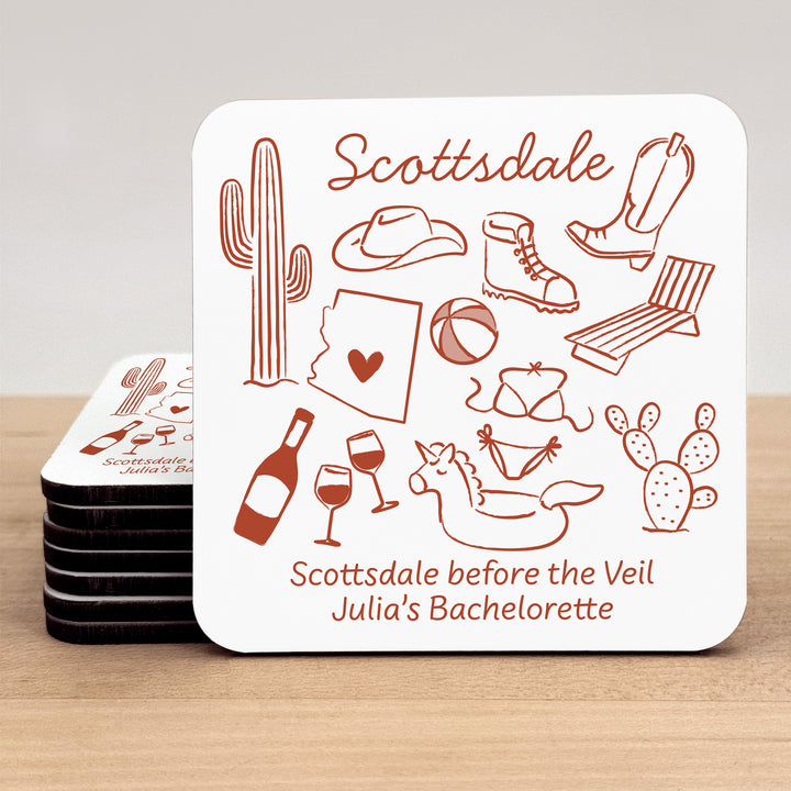 Custom Wedding Coasters, Girls Trip, Scottsdale Bachelorette Coasters