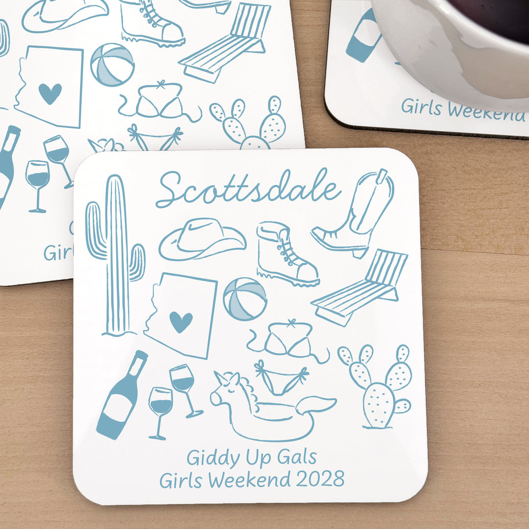 Custom Wedding Coasters, Girls Trip, Scottsdale Bachelorette Coasters