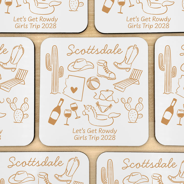 Custom Wedding Coasters, Girls Trip, Scottsdale Bachelorette Coasters