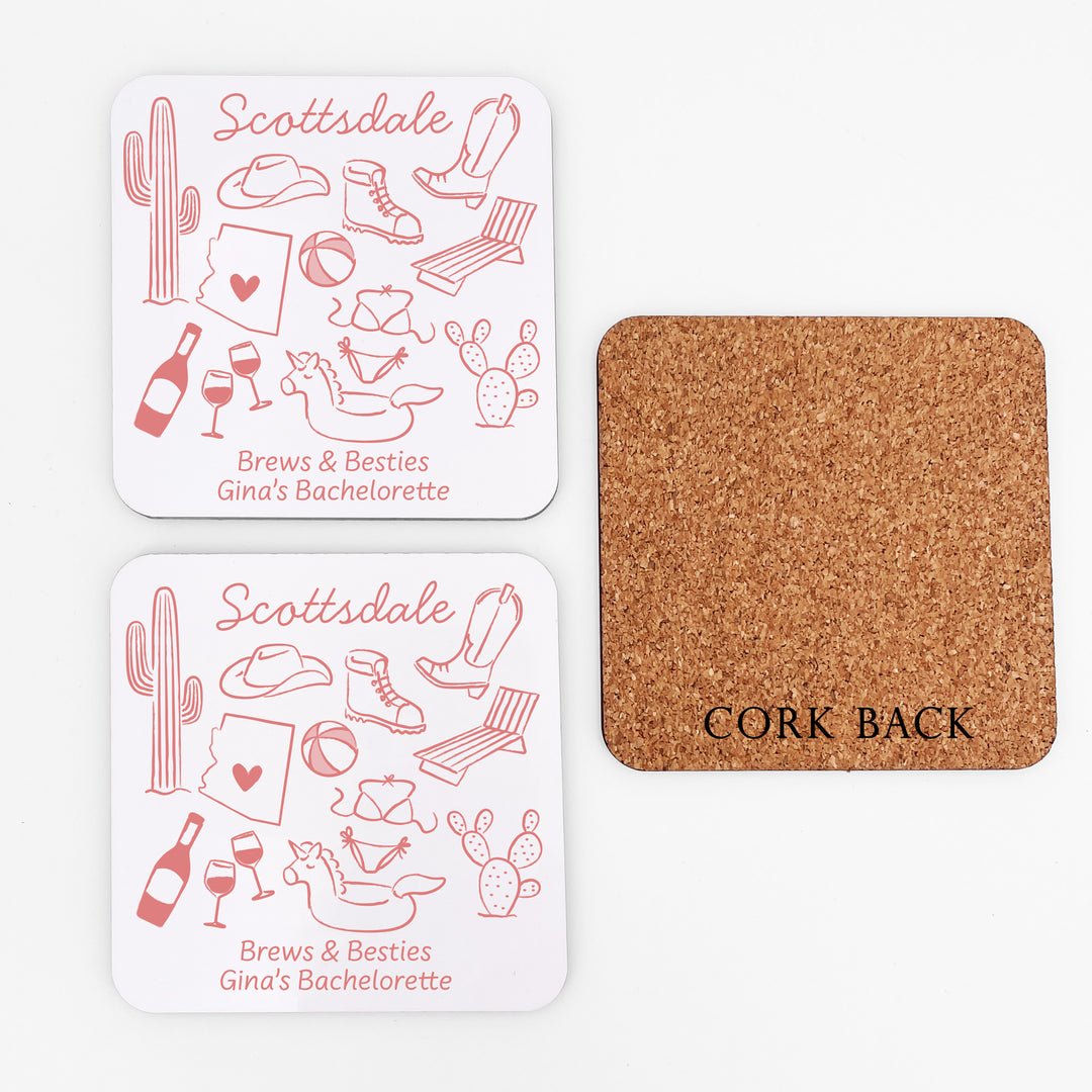 Custom Wedding Coasters, Girls Trip, Scottsdale Bachelorette Coasters