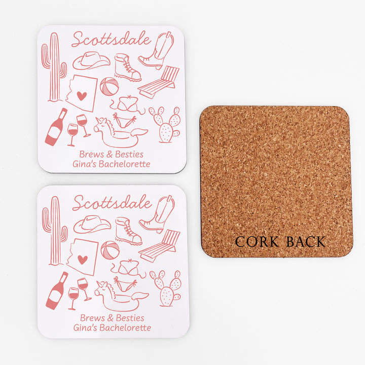 Custom Wedding Coasters, Girls Trip, Scottsdale Bachelorette Coasters