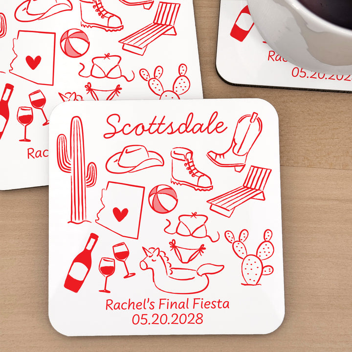 Custom Wedding Coasters, Girls Trip, Scottsdale Bachelorette Coasters