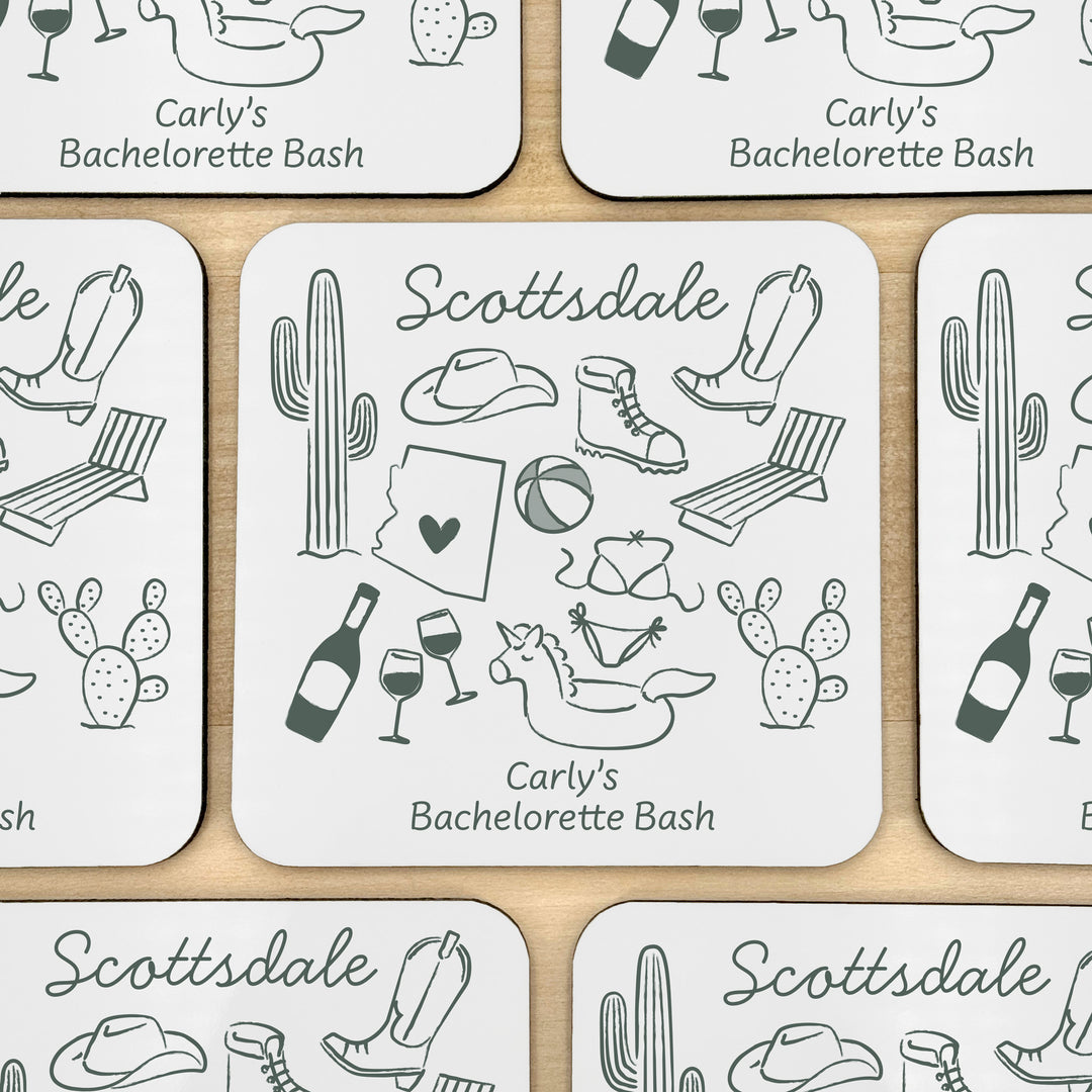 Custom Wedding Coasters, Girls Trip, Scottsdale Bachelorette Coasters
