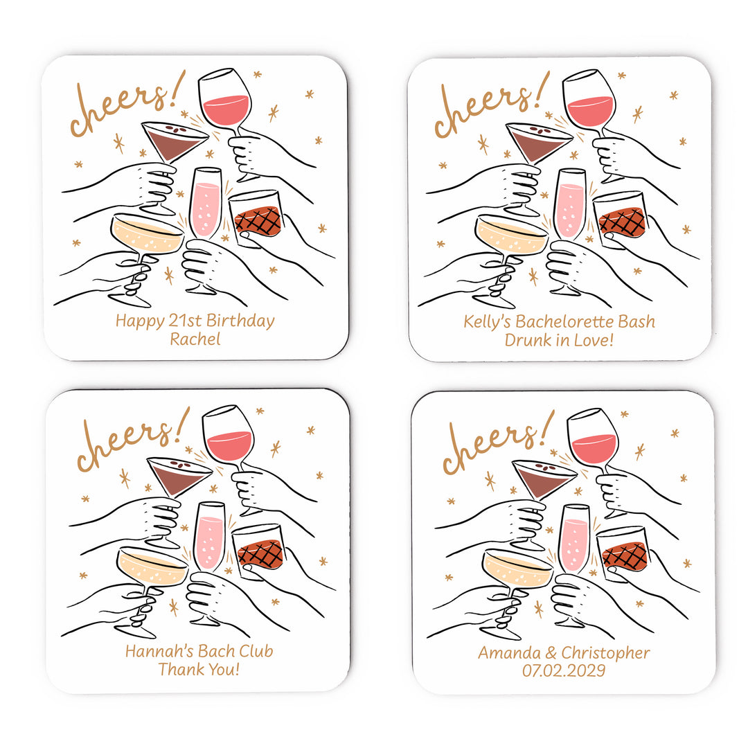 Cheers Cocktails Doodle, Coasters