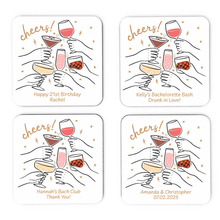 Cheers Cocktails Doodle, Coasters