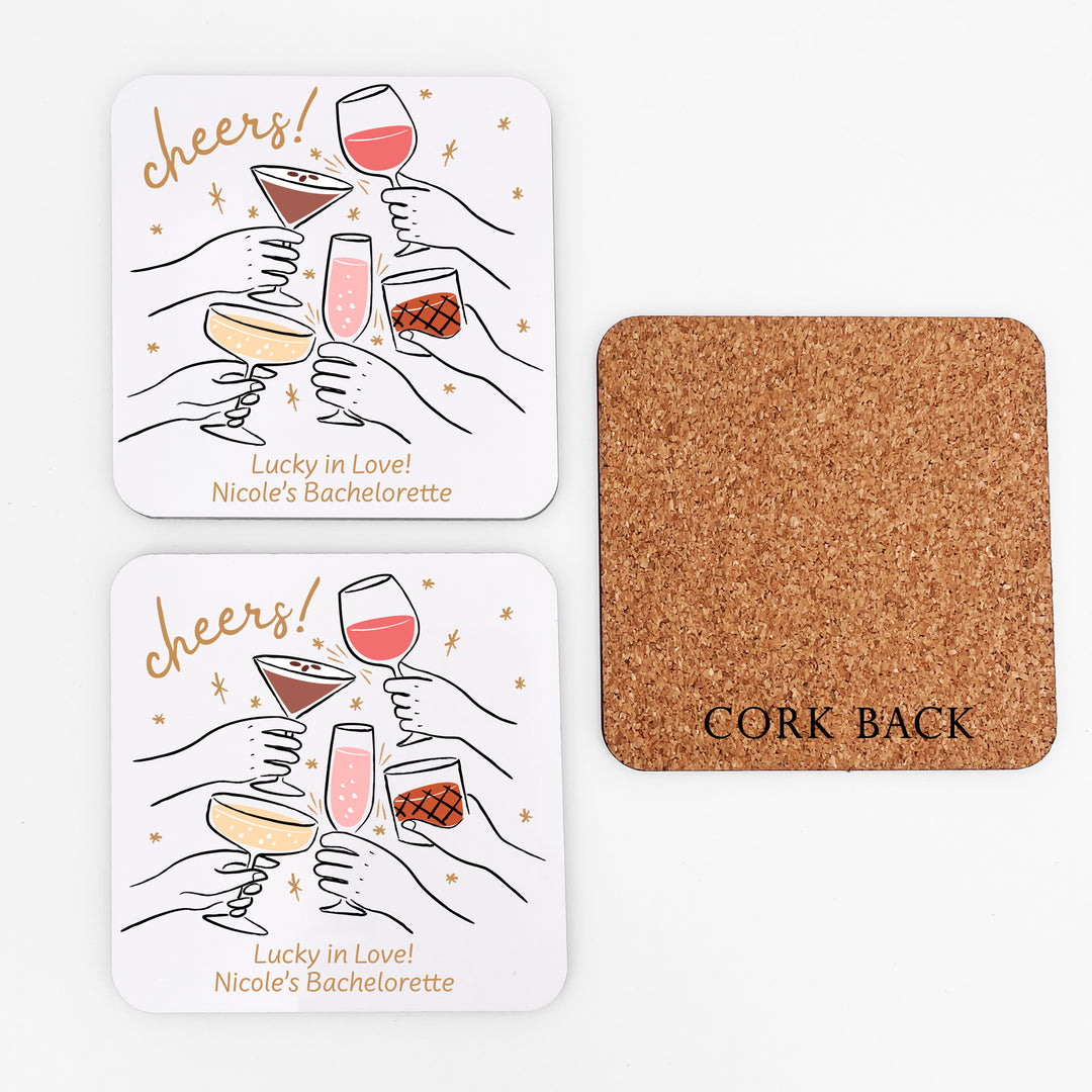 Cheers Cocktails Doodle, Coasters