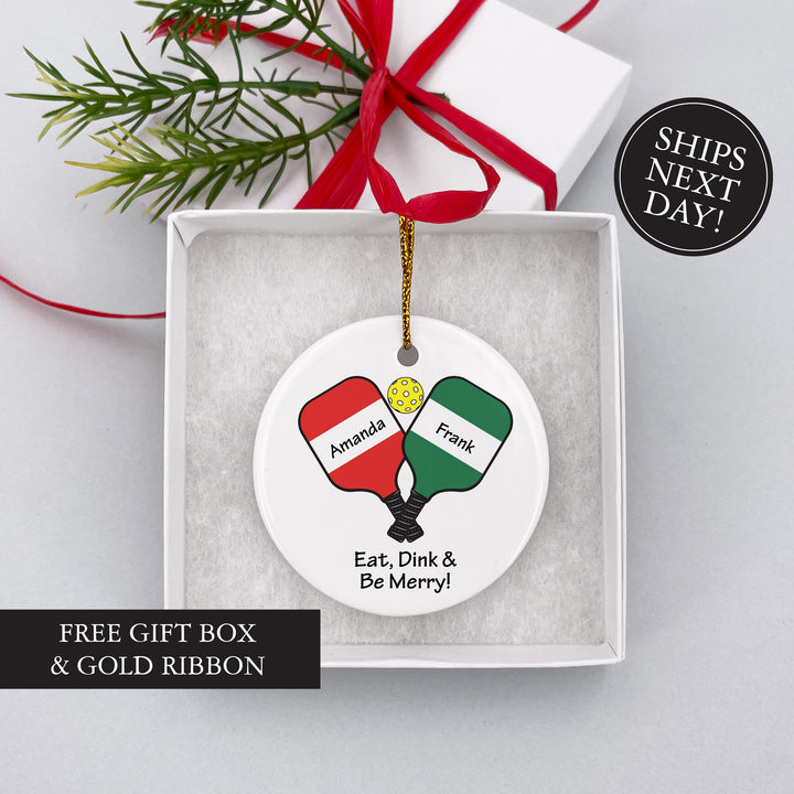 Pickleball Paddles Christmas Ornament, Personalized Pickleball Ornament