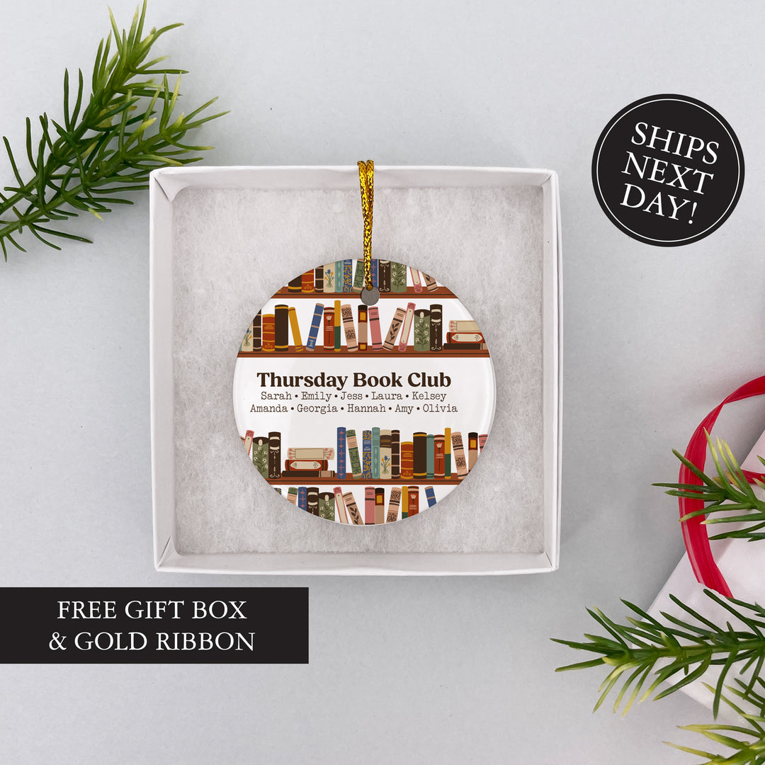Personalized Book Club Ornament, Book Lover Christmas Keepsake Gift