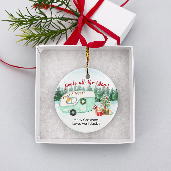 Happy Camper Christmas Ornament, Personalized Camping Ornament