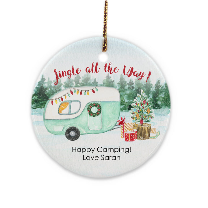 Happy Camper Christmas Ornament, Personalized Camping Ornament