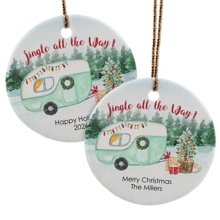 Happy Camper Christmas Ornament, Personalized Camping Ornament