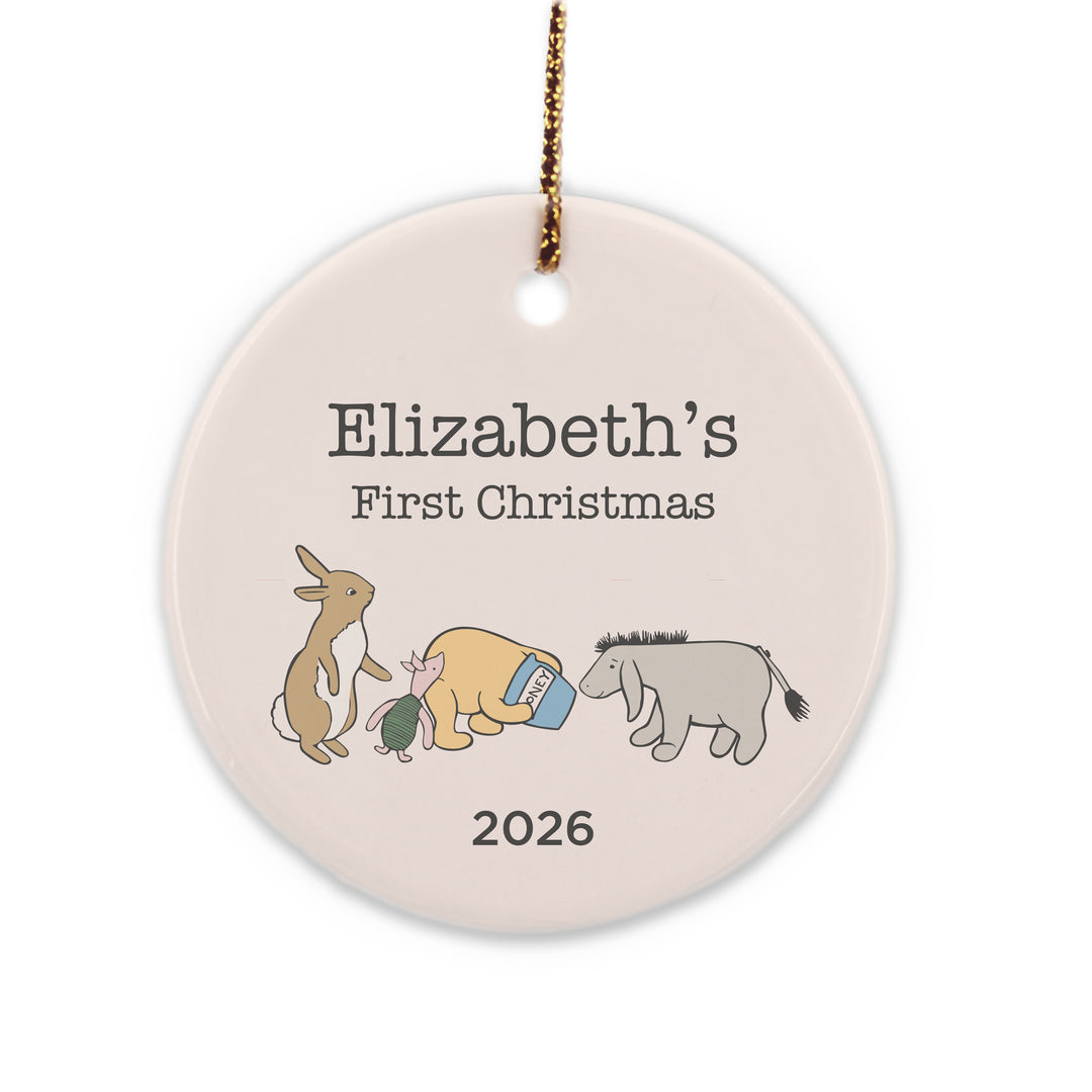 Classic Winnie the Pooh Ornament,  Personalized Baby's First Christmas Ornament, Pooh and Friends