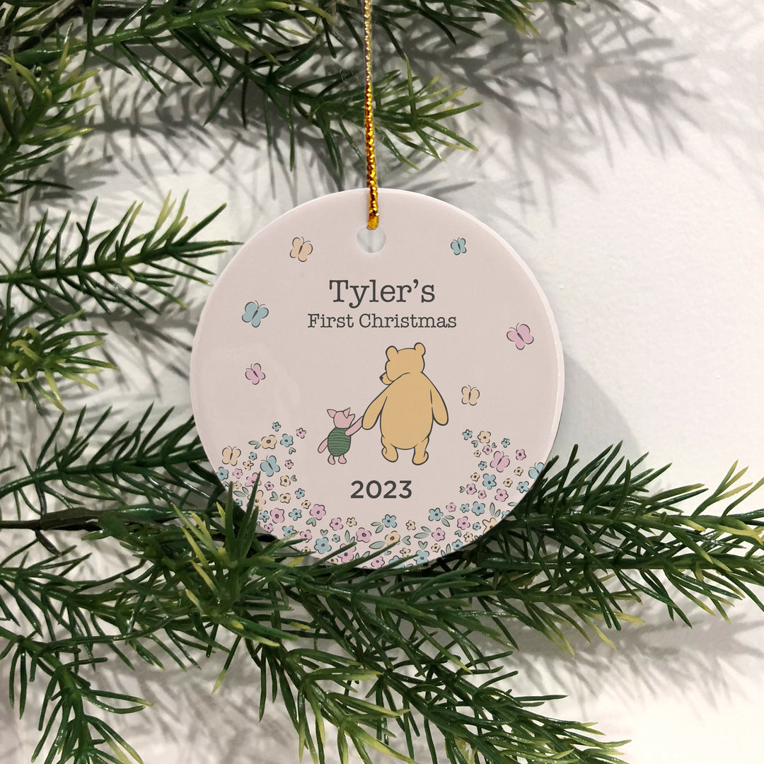 Classic Winnie the Pooh Ornament,  Personalized Baby's First Christmas Ornament, Pooh and Piglet