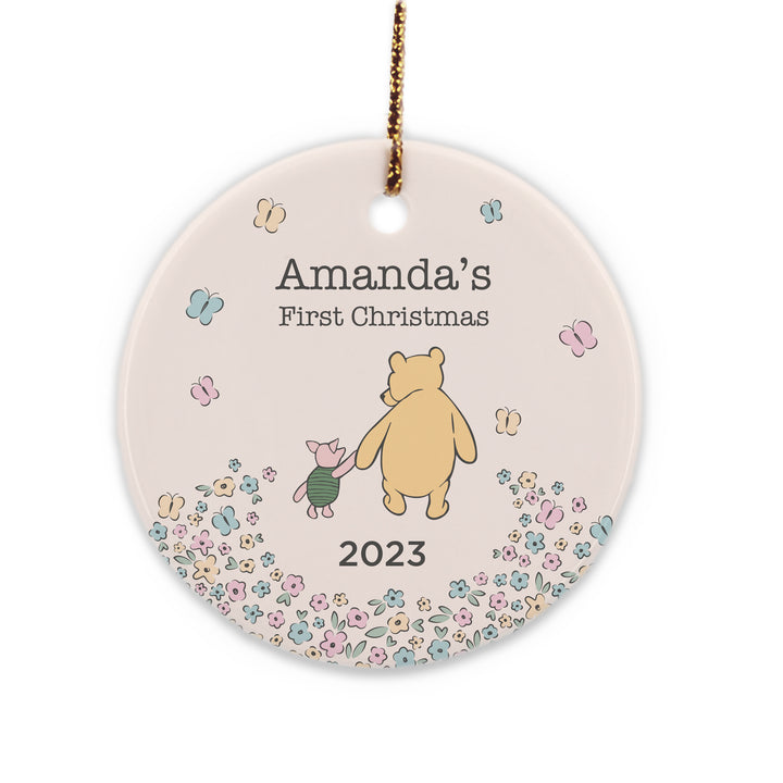 Classic Winnie the Pooh Ornament,  Personalized Baby's First Christmas Ornament, Pooh and Piglet