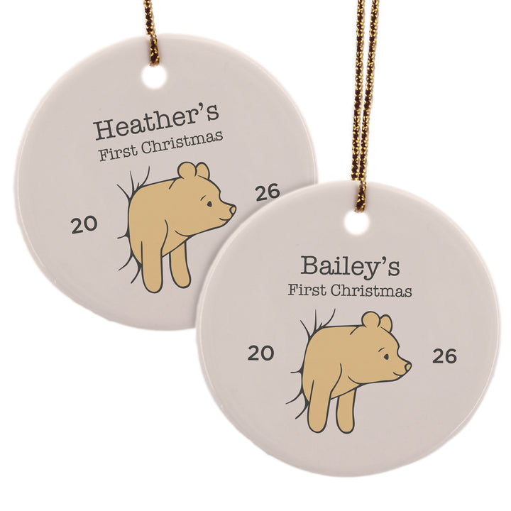 Classic Winnie the Pooh Ornament,  Personalized Baby's First Christmas Ornament, Pooh Got Stuck