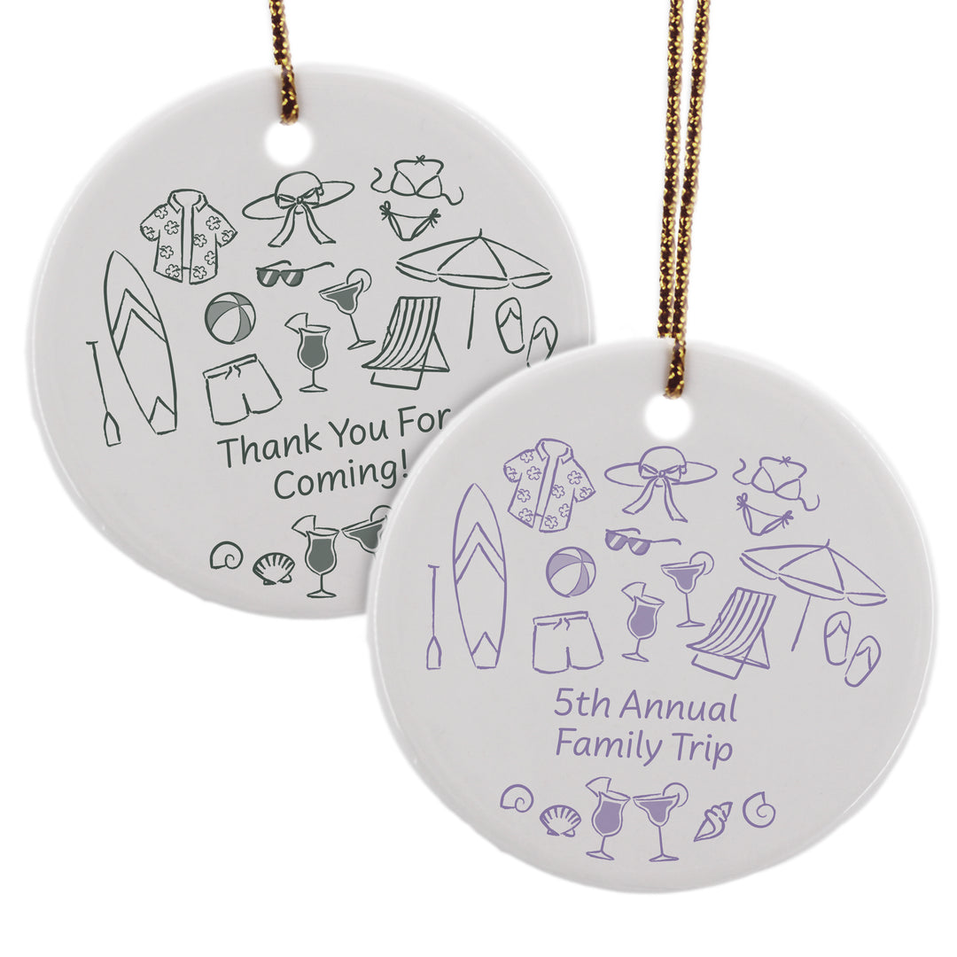 Custom Beach Doodle Ornament, Bachelorette Ornament, Family Vacation Keepsake