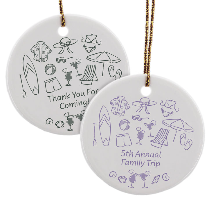 Custom Beach Doodle Ornament, Bachelorette Ornament, Family Vacation Keepsake