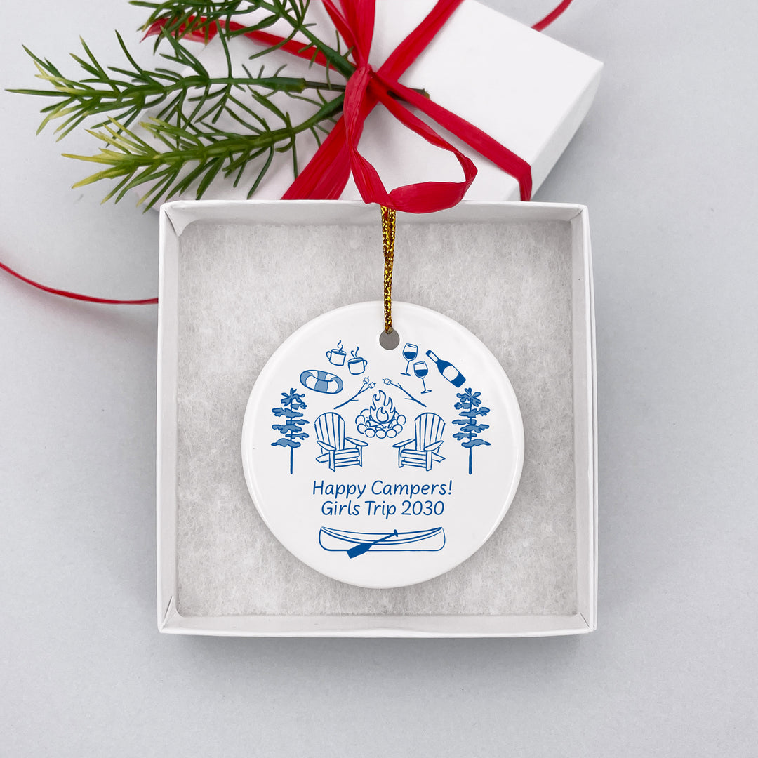 Custom Lake Doodle Ornament, Bachelorette Ornament, Family Vacation Keepsake