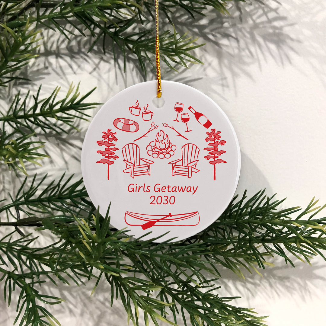 Custom Lake Doodle Ornament, Bachelorette Ornament, Family Vacation Keepsake