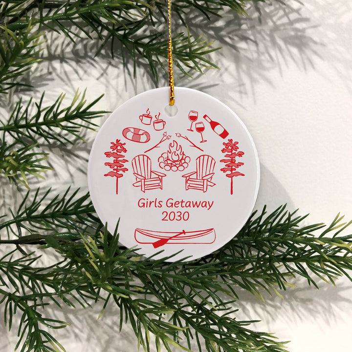 Custom Lake Doodle Ornament, Bachelorette Ornament, Family Vacation Keepsake