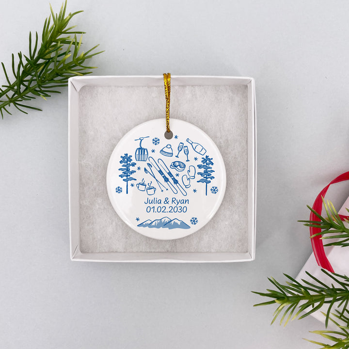 Custom Ski Doodle Ornament, Après Ski Bachelorette Ornament, Family Vacation Keepsake