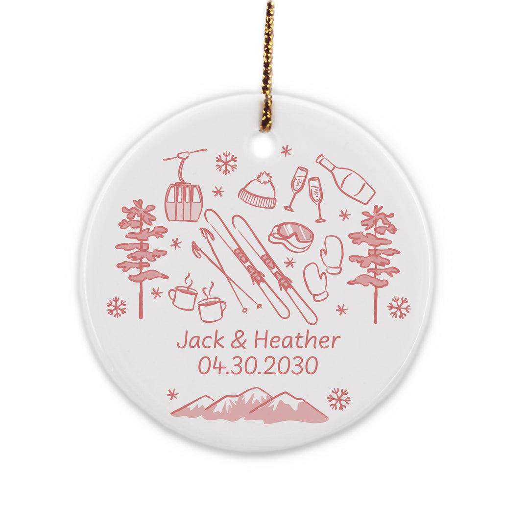 Custom Ski Doodle Ornament, Après Ski Bachelorette Ornament, Family Vacation Keepsake