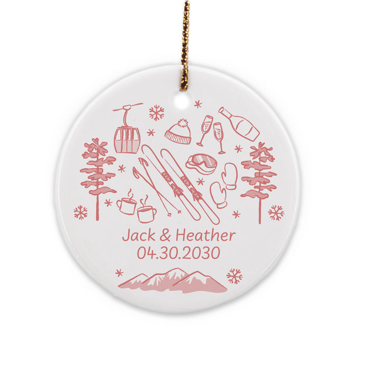 Custom Ski Doodle Ornament, Après Ski Bachelorette Ornament, Family Vacation Keepsake