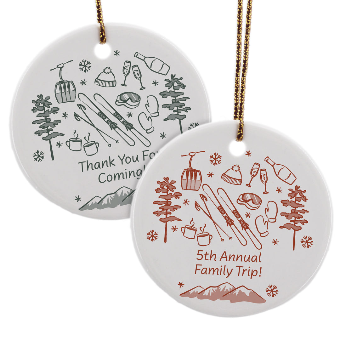 Custom Ski Doodle Ornament, Après Ski Bachelorette Ornament, Family Vacation Keepsake