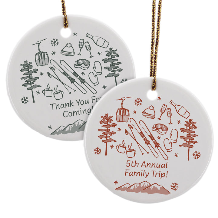 Custom Ski Doodle Ornament, Après Ski Bachelorette Ornament, Family Vacation Keepsake