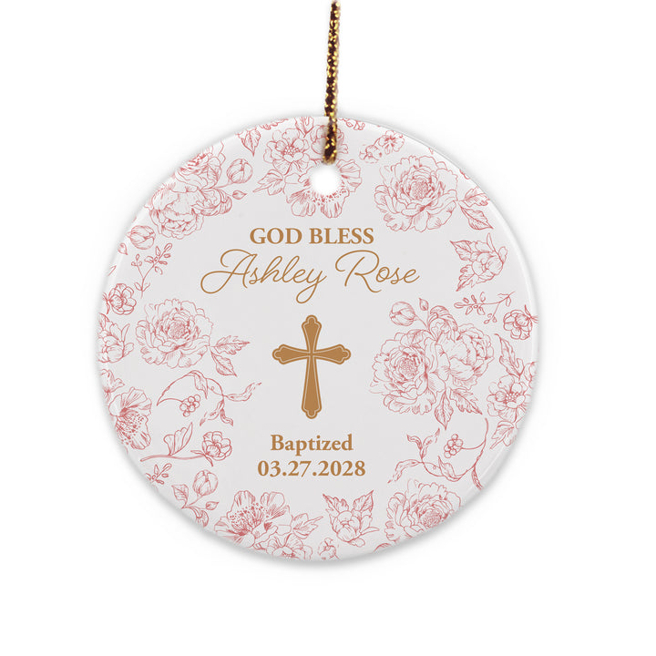Personalized Baptism Ornament, First Holy Communion, Chinoiserie Toile Baptism Ornament