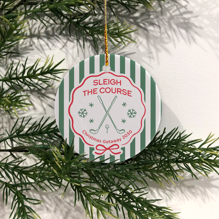 Personalized Golf Christmas Ornament, Oh Christmas Tee, Golf Stripe Christmas Ornament