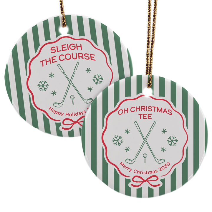 Personalized Golf Christmas Ornament, Oh Christmas Tee, Golf Stripe Christmas Ornament