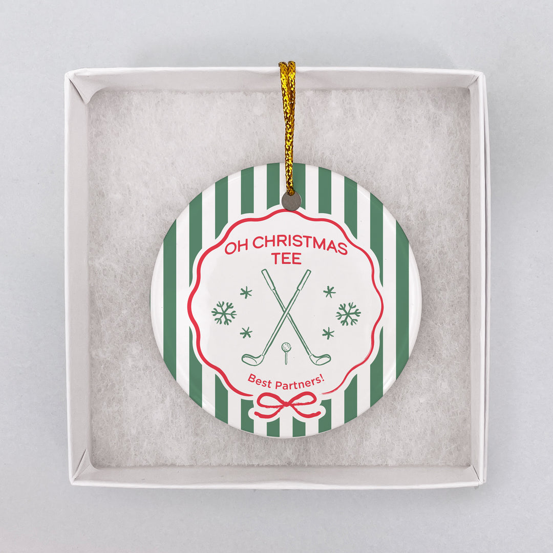 Personalized Golf Christmas Ornament, Oh Christmas Tee, Golf Stripe Christmas Ornament