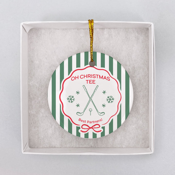 Personalized Golf Christmas Ornament, Oh Christmas Tee, Golf Stripe Christmas Ornament