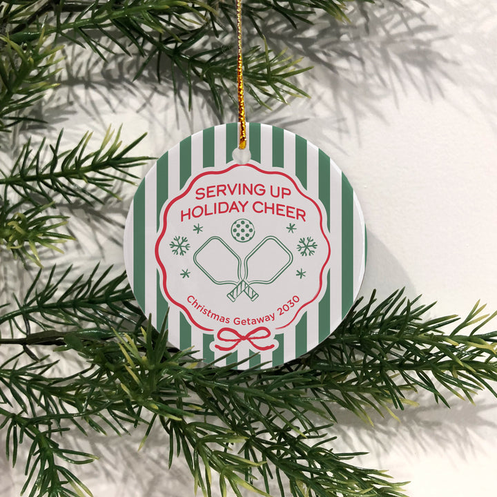 Personalized Pickleball Christmas Ornament, Serving up Holiday Cheer, Pickleball Stripe Christmas Ornament