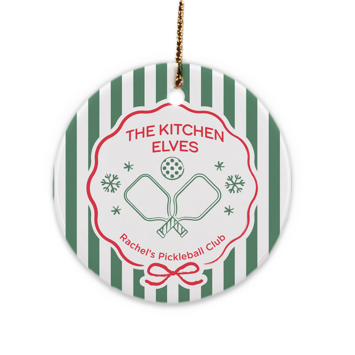 Personalized Pickleball Christmas Ornament, Serving up Holiday Cheer, Pickleball Stripe Christmas Ornament