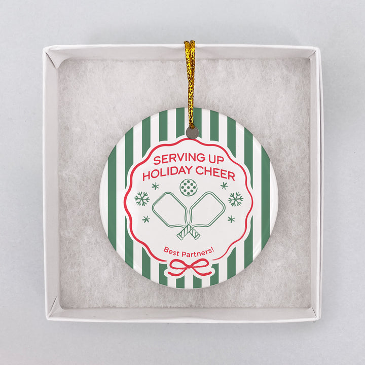 Personalized Pickleball Christmas Ornament, Serving up Holiday Cheer, Pickleball Stripe Christmas Ornament