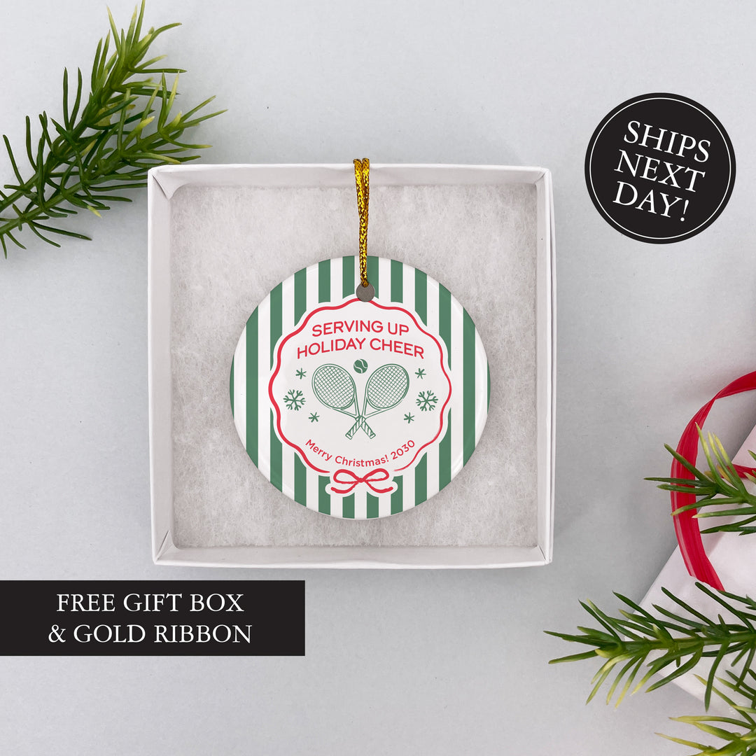 Personalized Tennis Christmas Ornament, A Very Merry Smash-mas, Tennis Stripe Christmas Ornament