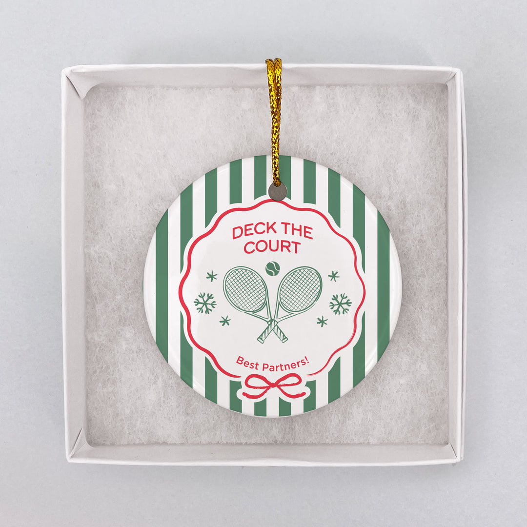 Personalized Tennis Christmas Ornament, A Very Merry Smash-mas, Tennis Stripe Christmas Ornament