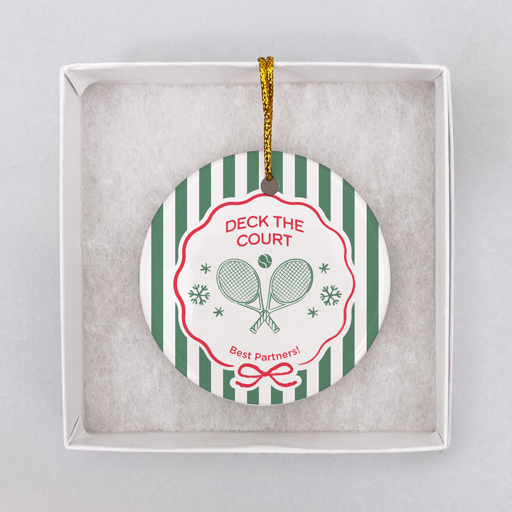 Personalized Tennis Christmas Ornament, A Very Merry Smash-mas, Tennis Stripe Christmas Ornament