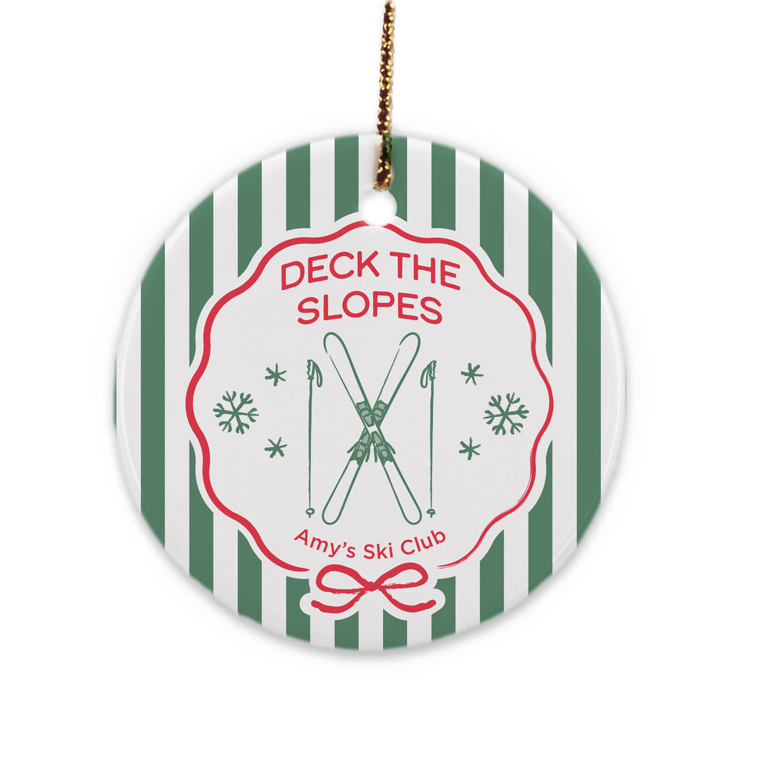 Personalized Ski Christmas Ornament, Merry Lift-mas, Ski Stripe Christmas Ornament