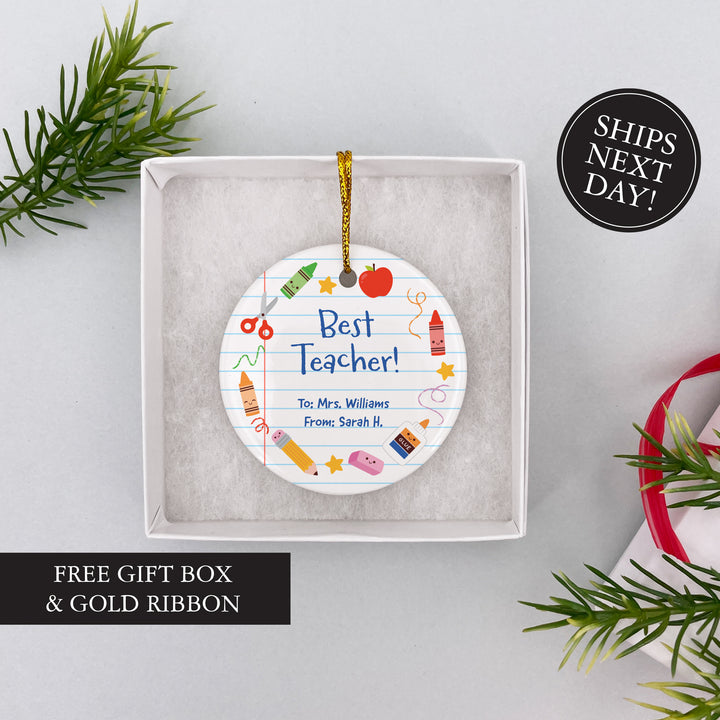 Teacher Christmas Ornament Personalized, Thank You Keepsake Gift, Student Gift