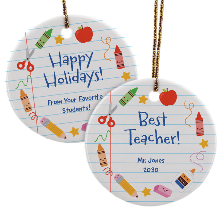 Teacher Christmas Ornament Personalized, Thank You Keepsake Gift, Student Gift
