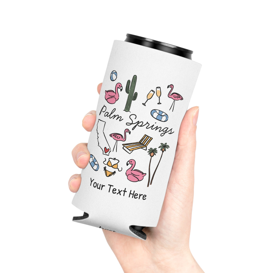 Palm Springs Can Cooler — Personalized Bachelorette Party Can Cooler