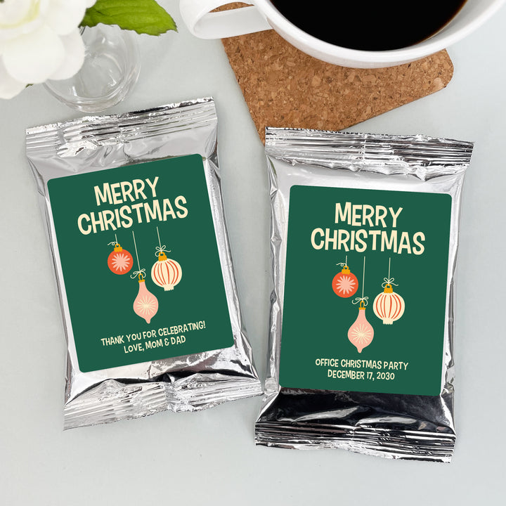 Personalized Christmas Coffee Packets, Holiday Party Favors, Stocking Stuffers, Secret Santa, Teacher Gifts, Mid-Century Christmas Coffee