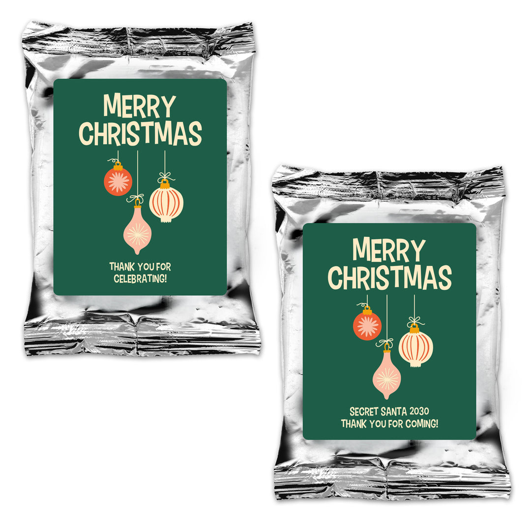 Personalized Christmas Coffee Packets, Holiday Party Favors, Stocking Stuffers, Secret Santa, Teacher Gifts, Mid-Century Christmas Coffee