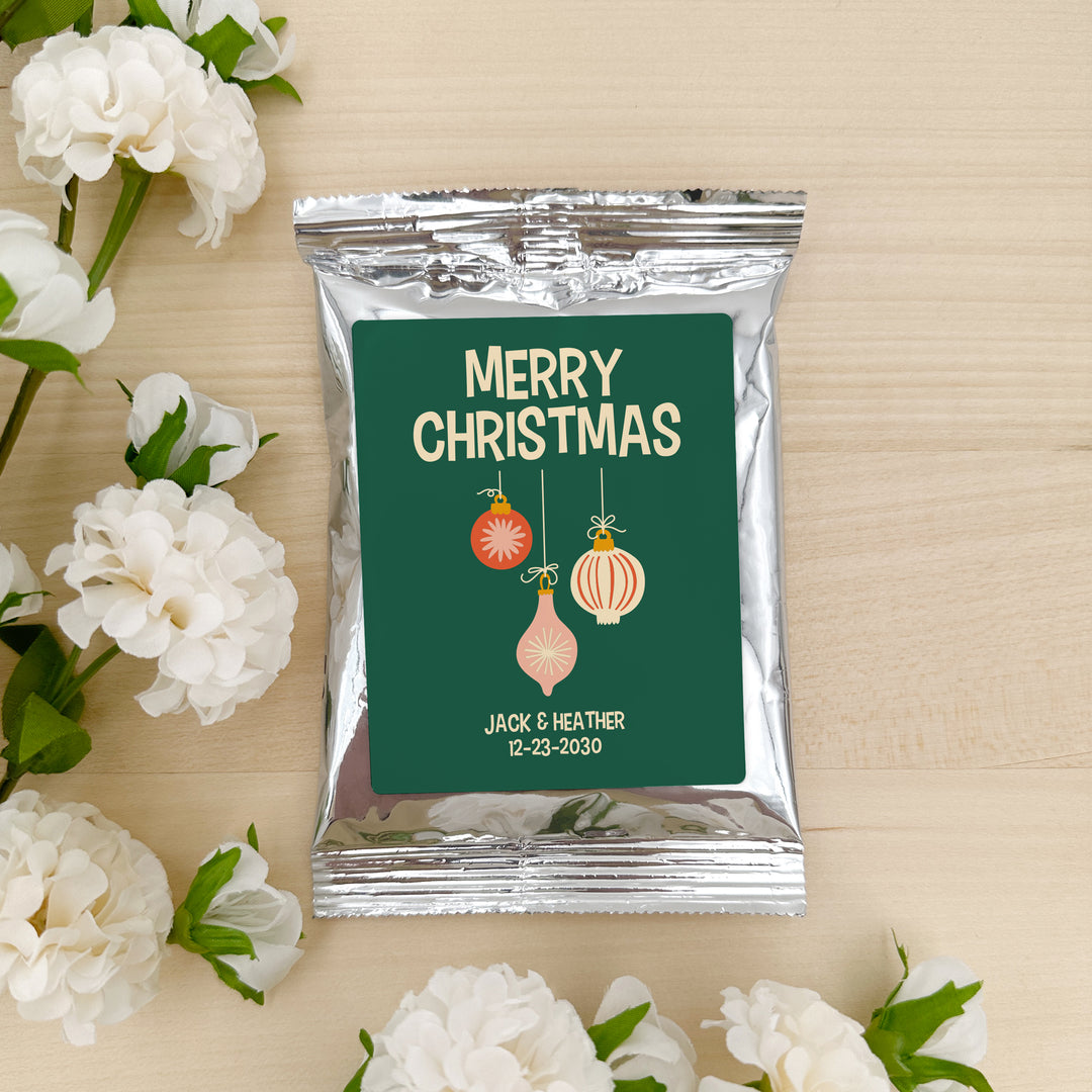Personalized Christmas Coffee Packets, Holiday Party Favors, Stocking Stuffers, Secret Santa, Teacher Gifts, Mid-Century Christmas Coffee