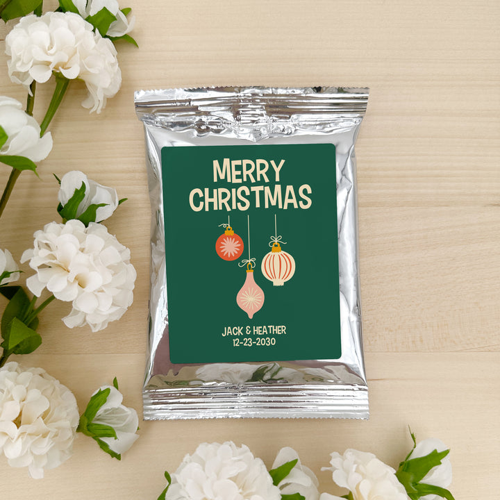 Personalized Christmas Coffee Packets, Holiday Party Favors, Stocking Stuffers, Secret Santa, Teacher Gifts, Mid-Century Christmas Coffee