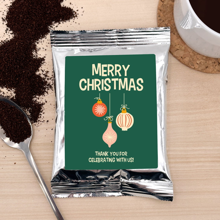 Personalized Christmas Coffee Packets, Holiday Party Favors, Stocking Stuffers, Secret Santa, Teacher Gifts, Mid-Century Christmas Coffee